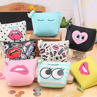 Coin Purse, PU Leather, Rectangle, different designs for choice, 80x100mm, Sold By PC