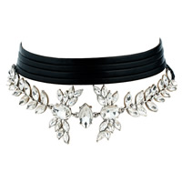 Crystal Choker, Tibetan Style, with PU Leather & Crystal, plated, adjustable & for woman & 4-strand & faceted, Sold Per Approx 47.2 Inch Strand