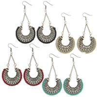 Zinc Alloy Drop Earring with Nylon Cord brass post pin plated for woman nickel lead & cadmium free 80mm Sold By Pair