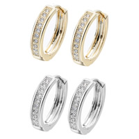 Brass Huggie Hoop Earring plated micro pave cubic zirconia & for woman lead & cadmium free 10-12mm Sold By Pair