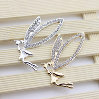 Mobile Phone DIY Decoration Zinc Alloy Fairy plated with rhinestone lead & cadmium free Sold By Bag