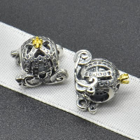 Thailand Sterling Silver European Bead, Pumpkin Car, plated, without troll & with cubic zirconia & hollow, Hole:Approx 4.5-5mm, Sold By PC
