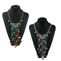 Fashion Fringe Necklace, Tibetan Style, with Resin, with 1.95 lnch extender chain, plated, twist oval chain & for woman, more colors for choice, nickel, lead & cadmium free, 110mm, Sold Per Approx 17.7 Inch Strand