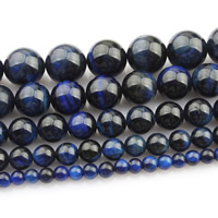 Perles oeil de tigre, Rond, naturel, normes différentes pour le choix, bleu, Vendu par Environ 15 pouce brin