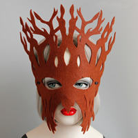 Felt Mask, with Satin Ribbon, Antlers, Unisex & Halloween Jewelry Gift, deep coffee color, nickel, lead & cadmium free, 295mm, Sold By PC