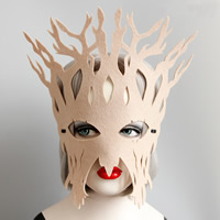 Felt Mask with Satin Ribbon Antlers Unisex & Halloween Jewelry Gift coffee color nickel lead & cadmium free 295mm Sold By PC