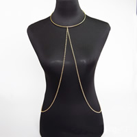 Body Chain Smycken, Zink Alloy, med 1.5Inch extender kedja, guldfärg pläterade, rolo kedja & för kvinna, nickel, bly och kadmium gratis, Såld Per Ca 15.5 inch Strand
