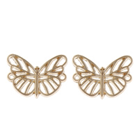 Animal Zinc Alloy Connector Butterfly KC gold color plated 1/1 loop lead & cadmium free Approx 1mm Sold By Bag