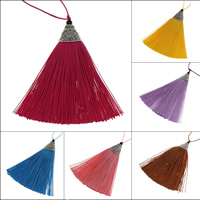 Decorative Tassel Polyester with Wood & Zinc Alloy antique silver color plated Sold By Bag