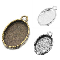 Tibetan Style Pendant Cabochon Setting, Flat Oval, plated, more colors for choice, lead & cadmium free, 24.3x15.4mm, Hole:Approx 2.5mm, Inner Diameter:Approx 13x18mm, 100PCs/Bag, Sold By Bag