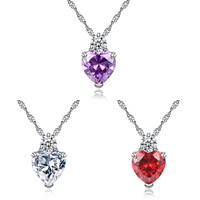 Cubic Zirconia Brass Pendants, Heart, platinum plated, with cubic zirconia, more colors for choice, lead & cadmium free, 10x16mm, Hole:Approx 2-3mm, 3PCs/Bag, Sold By Bag