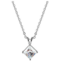 Cubic Zirconia Brass Pendants, Rhombus, platinum plated, with cubic zirconia, lead & cadmium free, 8mm, Hole:Approx 1-2mm, 3PCs/Bag, Sold By Bag