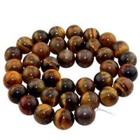 Tiger Eye perle, Krug, prirodan, različite veličine za izbor, Rupa:Približno 1mm, Prodano Per Približno 15 inčni Strand