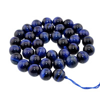 Tiger Eye pärlor, Rund, naturlig, olika storlek för val, blå, Hål:Ca 1mm, Såld Per Ca 15 inch Strand