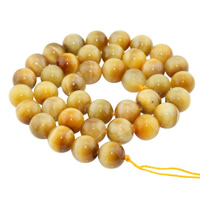Tigerauge Perlen, rund, natürlich, verschiedene Größen vorhanden, goldfarben, Bohrung:ca. 1mm, verkauft per ca. 15 ZollInch Strang