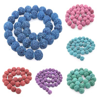 Natürliche Lava Perlen, rund, verschiedene Größen vorhanden, keine, Bohrung:ca. 1mm, verkauft per ca. 15 ZollInch Strang