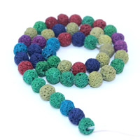 Natural Lava Beads, Round, multi-colored, 6mm, Hole:Approx 1mm, Approx 63PCs/Strand, Sold Per Approx 15 Inch Strand