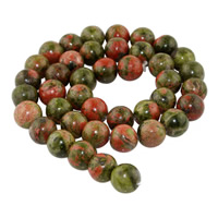 Unakite Perle, rund, natürlich, verschiedene Größen vorhanden, Bohrung:ca. 1mm, verkauft per ca. 15 ZollInch Strang