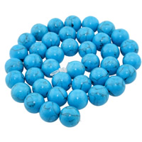 turchese sintetico perla, Cerchio, formato differente per scelta, blu, Foro:Appross. 1mm, Venduto per Appross. 15 pollice filo