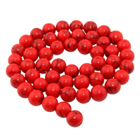 turchese sintetico perla, Cerchio, formato differente per scelta, rosso, Foro:Appross. 1mm, Venduto per Appross. 15 pollice filo