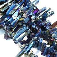 Quartz Beads, colorful plated, faceted, 22-44x8-12x10-12mm, Hole:Approx 1mm, Approx 46PCs/Strand, Sold Per Approx 16 Inch Strand
