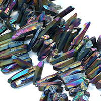 Quartz Beads, colorful plated, faceted, 26-49x7-9x10-11mm, Hole:Approx 1mm, Approx 50PCs/Strand, Sold Per Approx 16 Inch Strand