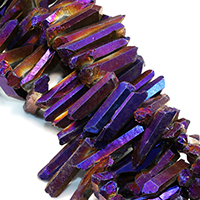 Quartz Beads, colorful plated, faceted, 21-56x7-9x7-10mm, Hole:Approx 1mm, Approx 47PCs/Strand, Sold Per Approx 16 Inch Strand