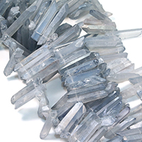Quartz Beads, faceted, grey, 17-54x9-10x8-10mm, Hole:Approx 1mm, Approx 45PCs/Strand, Sold Per Approx 16 Inch Strand