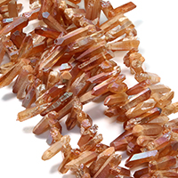 Natürlicher Quarz Perle, facettierte, orange, 15-45x7-14x7-15mm, Bohrung:ca. 1mm, ca. 58PCs/Strang, verkauft per ca. 16 ZollInch Strang