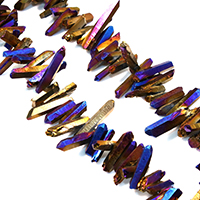 Kwarc naturalny Koralik, Platerowane kolorem, fasetowany, 15-36x5-8x5-8mm, otwór:około 1mm, około 98komputery/Strand, sprzedawane na około 16 cal Strand