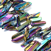 Cristal naturel goutte, Placage coloré, facettes, 22-51x8-13x4-10mm, Trou:Environ 1mm, Environ 44PC/brin, Vendu par Environ 16 pouce brin