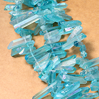 Natürliche gefärbten Quarz Perlen, Natürlicher Quarz, facettierte, blau, 18-38x6-10x4-9mm, Bohrung:ca. 1mm, ca. 71PCs/Strang, verkauft per ca. 16 ZollInch Strang