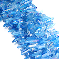 Natürlicher Quarz Perle, facettierte, blau, 18-38x6-11x5-9mm, Bohrung:ca. 1mm, ca. 69PCs/Strang, verkauft per ca. 16 ZollInch Strang