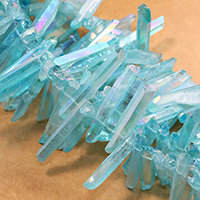Cristal naturel goutte, facettes, bleu turquoise, 16-36x5-10x4-9mm, Trou:Environ 1mm, Environ 70PC/brin, Vendu par Environ 16 pouce brin