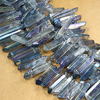Natürlicher Quarz Perle, bunte Farbe plattiert, facettierte, 18-19x7-10x7-9mm, Bohrung:ca. 1mm, ca. 49PCs/Strang, verkauft per ca. 16 ZollInch Strang