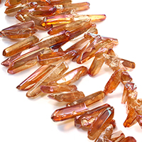 Natürlicher Quarz Perle, facettierte, orange, 20-48x7-9x7-10mm, Bohrung:ca. 1mm, ca. 50PCs/Strang, verkauft per ca. 16 ZollInch Strang