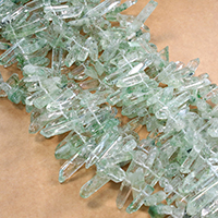 Natürlicher Quarz Perle, facettierte, grasgrün, 18-59x3-8x3-8mm, Bohrung:ca. 1mm, ca. 58PCs/Strang, verkauft per ca. 16 ZollInch Strang