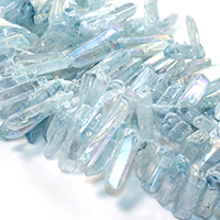 Natürlicher Quarz Perle, facettierte, hellblau, 22-42x6-9x6-9mm, Bohrung:ca. 1mm, ca. 50PCs/Strang, verkauft per ca. 16 ZollInch Strang