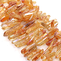 Cristal naturel goutte, facettes, orange, 24-51x8-10x4-8mm, Trou:Environ 1mm, Environ 54PC/brin, Vendu par Environ 16 pouce brin