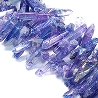 Natürlicher Quarz Perle, facettierte, violett, 22-49x7-10x4-8mm, Bohrung:ca. 1mm, ca. 55PCs/Strang, verkauft per ca. 16 ZollInch Strang