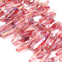 Natürlicher Quarz Perle, facettierte, rot, 23-44x4-7x6-9mm, Bohrung:ca. 1mm, ca. 61PCs/Strang, verkauft per ca. 16 ZollInch Strang