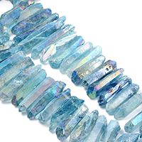 Natürlicher Quarz Perle, facettierte, himmelblau, 21-53x7-10x7-11mm, Bohrung:ca. 1mm, ca. 47PCs/Strang, verkauft per ca. 16 ZollInch Strang