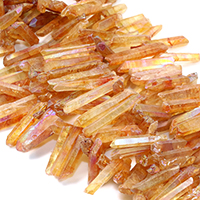 Natürlicher Quarz Perle, facettierte, klare Orange, 18-53x7-9x6-10mm, Bohrung:ca. 1mm, ca. 60PCs/Strang, verkauft per ca. 16 ZollInch Strang