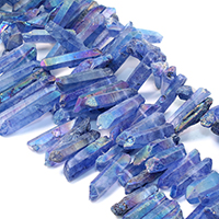 Natürlicher Quarz Perle, facettierte, blau, 19-47x7-10x7-9mm, Bohrung:ca. 1mm, ca. 54PCs/Strang, verkauft per ca. 16 ZollInch Strang