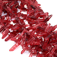 Cristal naturel goutte, facettes, rouge, 11-38x4-8x4-10mm, Trou:Environ 1mm, Environ 64PC/brin, Vendu par Environ 16 pouce brin