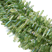 Natürlicher Quarz Perle, facettierte, grasgrün, 12-28x3-5x4-6mm, Bohrung:ca. 1mm, ca. 102PCs/Strang, verkauft per ca. 16 ZollInch Strang