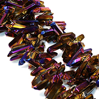 Natürliche Beschichtung Quarz Perlen, Natürlicher Quarz, bunte Farbe plattiert, facettierte, 13-35x5-8x5-9mm, Bohrung:ca. 1mm, ca. 78PCs/Strang, verkauft per ca. 16 ZollInch Strang
