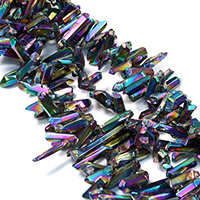 Natürliche Beschichtung Quarz Perlen, Natürlicher Quarz, bunte Farbe plattiert, facettierte, 10-34x4-8x5-10mm, Bohrung:ca. 1mm, ca. 74PCs/Strang, verkauft per ca. 16 ZollInch Strang