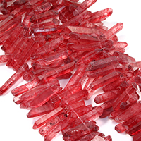Cuarzo natural Abalorio, facetas, Rojo, 16-48x7-9x6-10mm, agujero:aproximado 1mm, aproximado 49PCs/Sarta, Vendido para aproximado 16 Inch Sarta