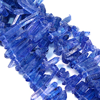 Quartzo natural grânulos, miçangas, facetada, azul, 15-50x6-9x6-11mm, Buraco:Aprox 1mm, Aprox 50PCs/Strand, vendido para Aprox 16 inchaltura Strand